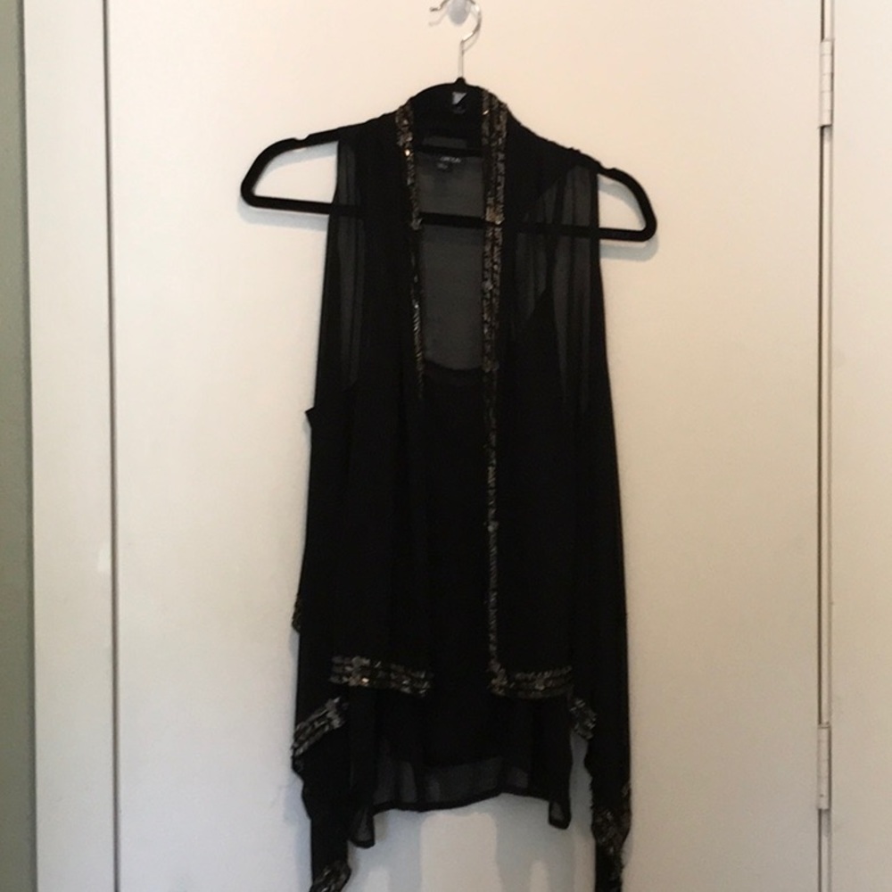 Vest/tank sheer with beaded accents